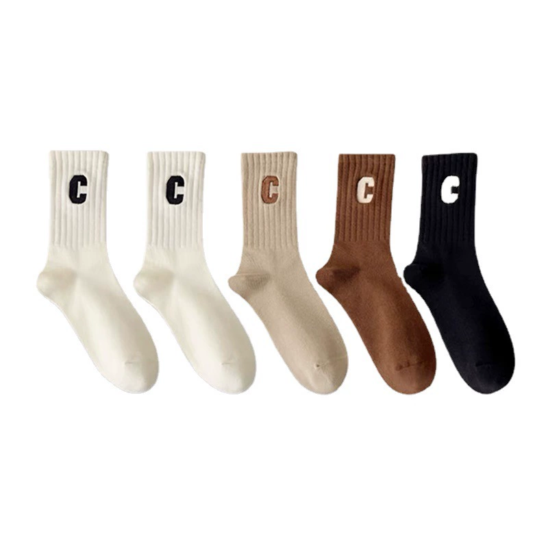 Белые спортивные летние knee socks для учеников начальной школы, буква C, оптовая продажа, середина длины