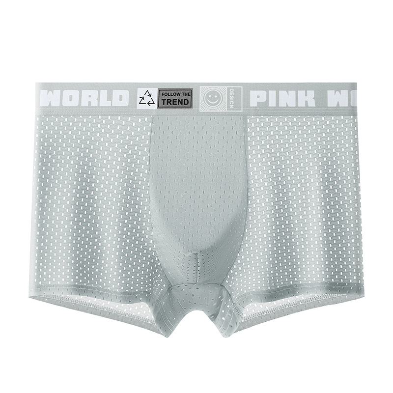 Ropa interior de seda de hielo de los hombres de verano fino Boxer shorts cabeza de malla transpirable deportes jóvenes niños Boxer shorts