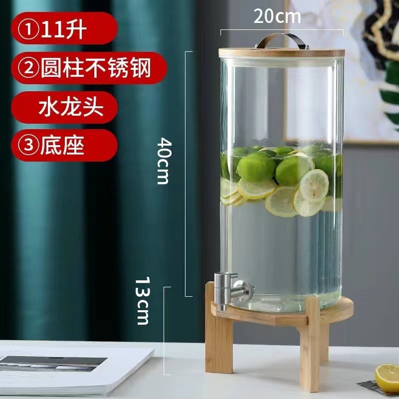 11 L + base + grifo cilíndrico de acero inoxidable