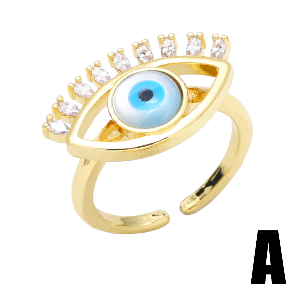 Fashion snake female eye pentagram opening adjustable ring copper