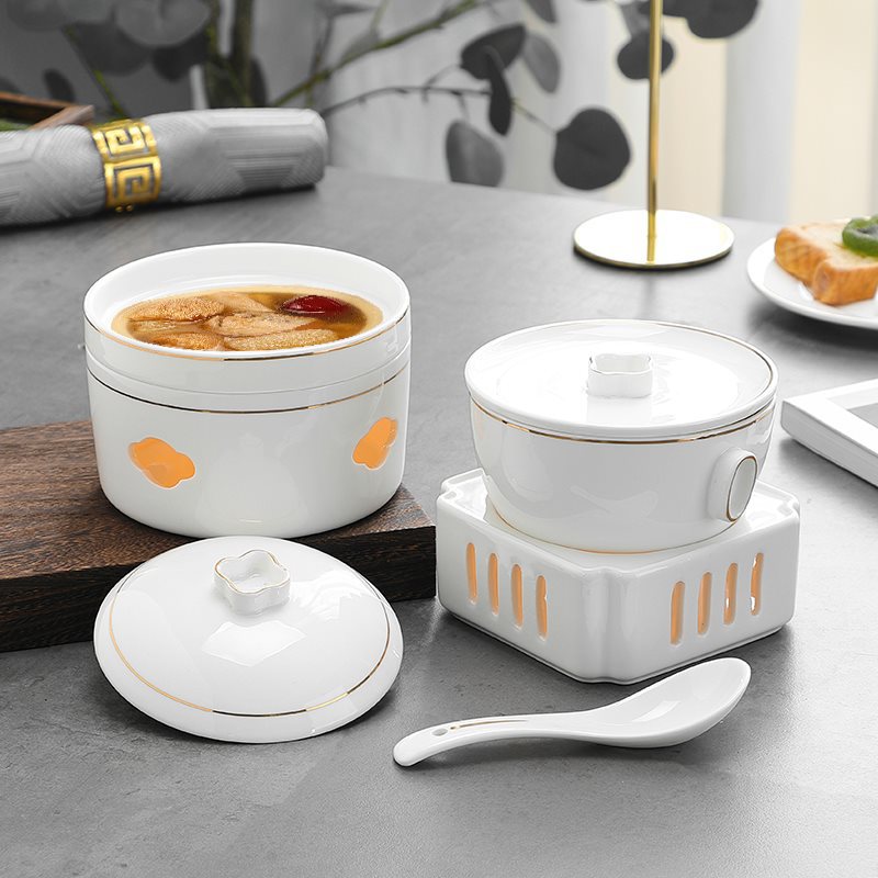 鲍鱼酒店海参捞饭保温位餐具燕窝雪蛤小米辽参盅糖水碗蜡烛加热炉