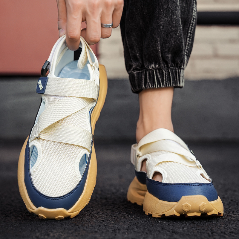 Sandalias transfronterizas para hombre, uso exterior de verano, antideslizante y desodorante, zapatos con agujeros de puntera, deportes huecos, zapatos de playa al aire libre