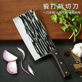锻打菜刀不锈钢厨师专用刀斩切两用刀家用砍切菜刀切片刀厨房刀具