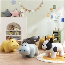 萌宠大嘴河马防污面料滑轮软包卡通沙发凳可爱送礼成人儿童玩具木