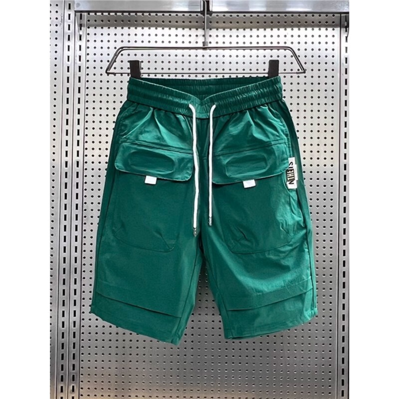 Summer Thin Work Shorts Men's Trendy Black Sports Pants Korean Style Trendy Handsome Slim Breathable Cargo Pants