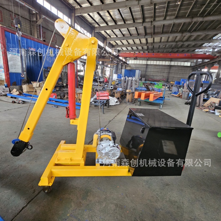 移动式单臂吊车 车间用模具工件吊装人工行走液压升降小吊机