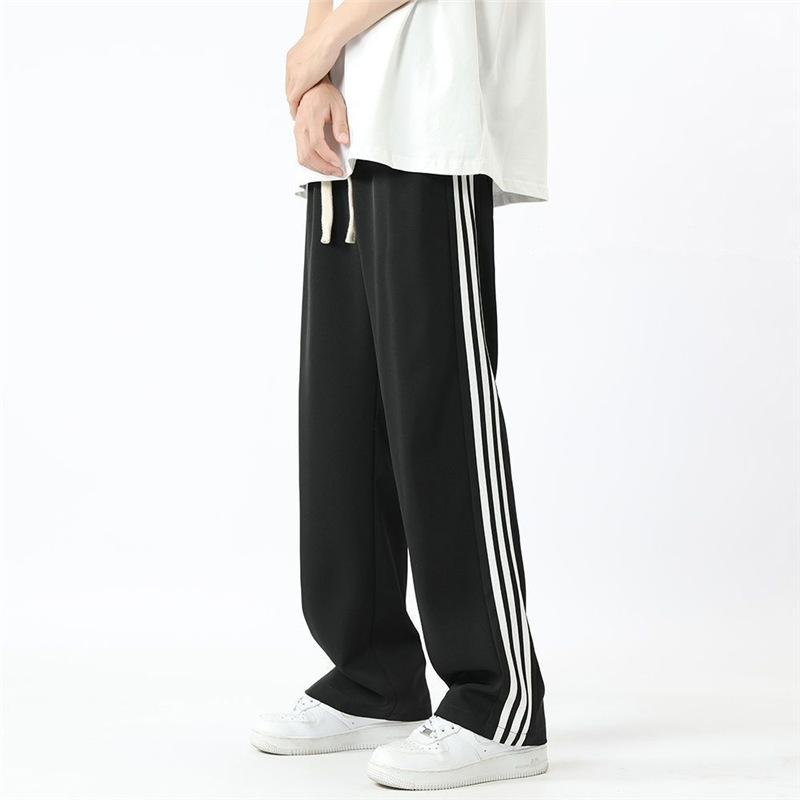 American Style All-match Casual Pants Men's Autumn Side Stripe Trendy Brand Dosing Loose Straight Pants Boyfriend Style Niche Pants