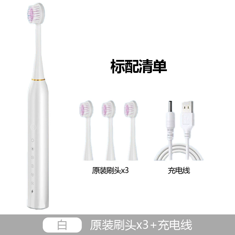 Electric Sonic Toothbrush (SUOKE X3) Rechargeable, 3 Brush Heads, Multi‑Speed, IPX7
