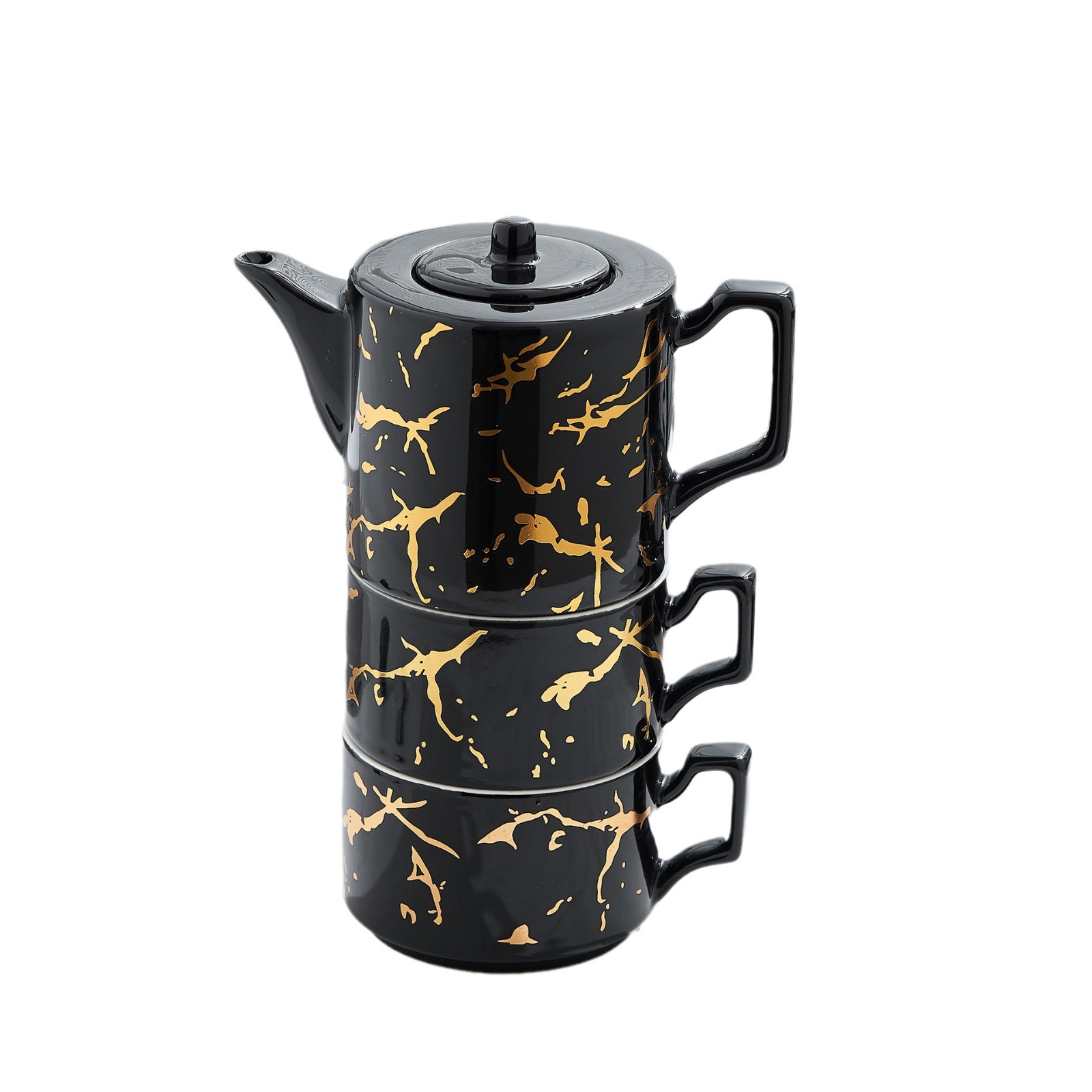 Oro marbling flor juego de té Nordic ins juego de té traje Luz de lujo tarde juego de té caja de regalo embalaje