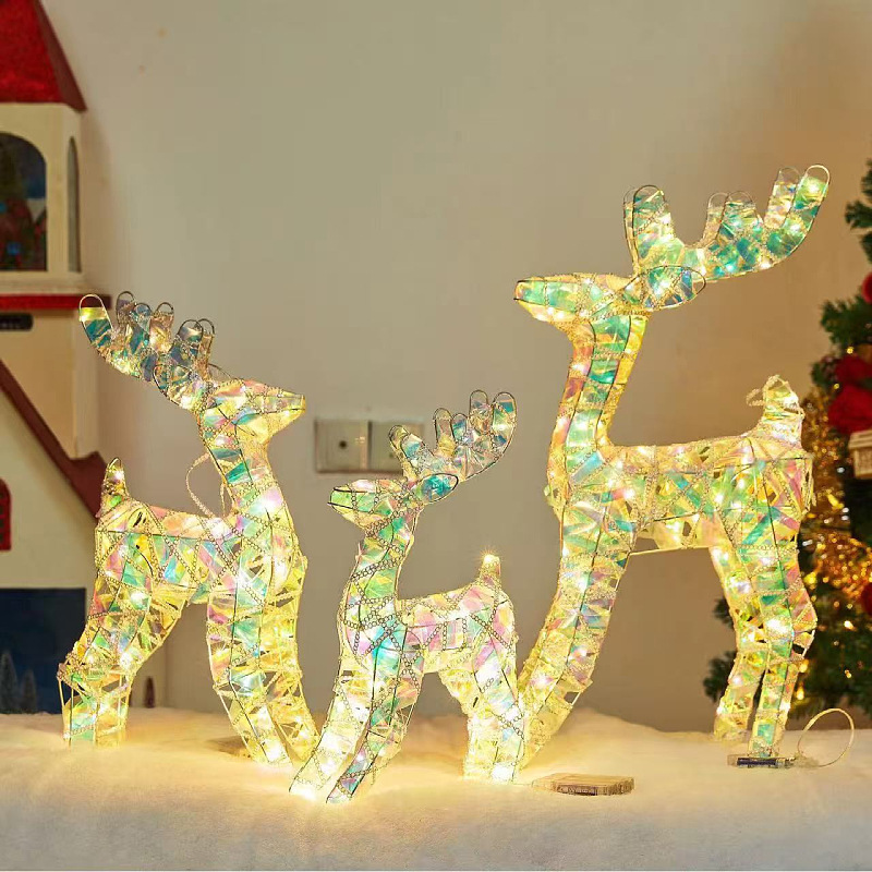 Navidad brillante ilusión decoración de alce árbol de Navidad muñeco de nieve colorido boda centro comercial decoración de la escena del hotel