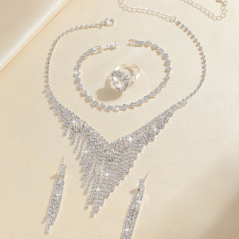heiße Halskette Set Braut Halskette Ohrringe Zirkon Schmuck Bankett Party Schmuck Set_voghion.com