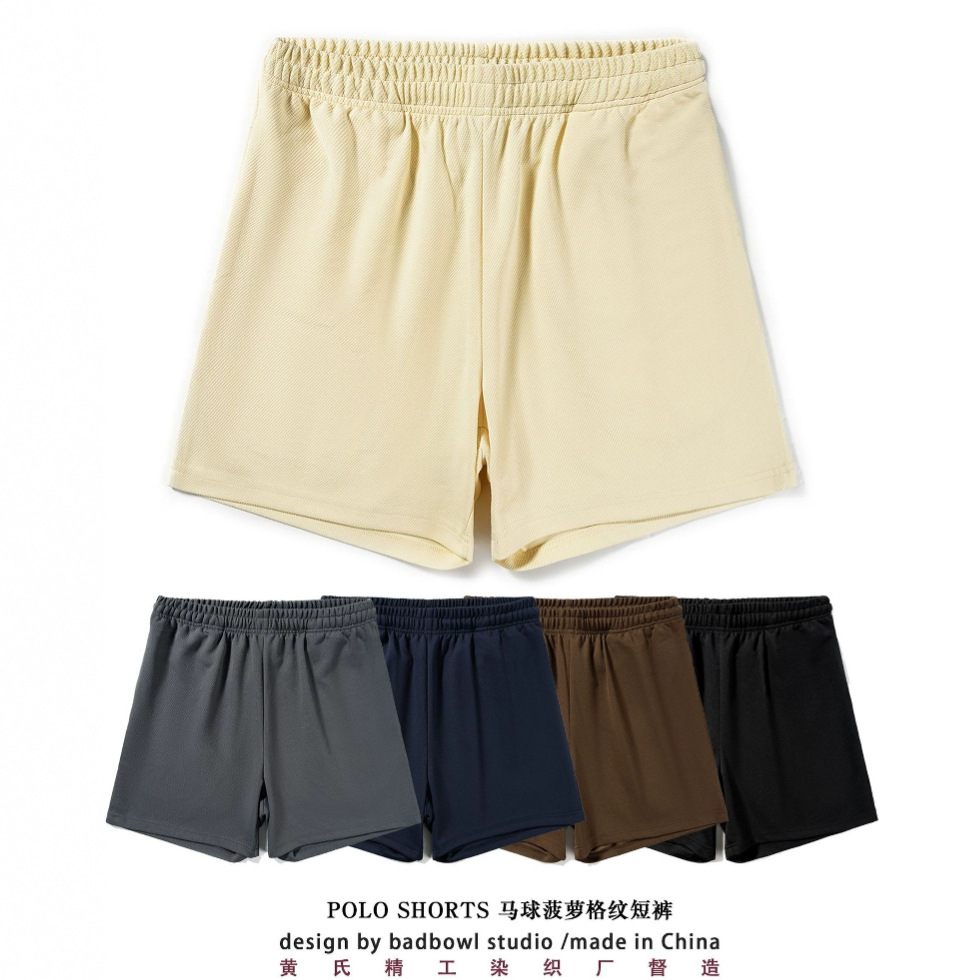 Summer Debut Men's Heavyweight Retro Washed Pineapple Texture Shorts Simple College Style Design