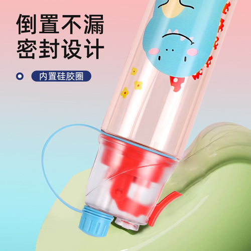 Sports spray water cup for children cartoon outdoor portable plastic water bottle with the same style summer cooling cup
