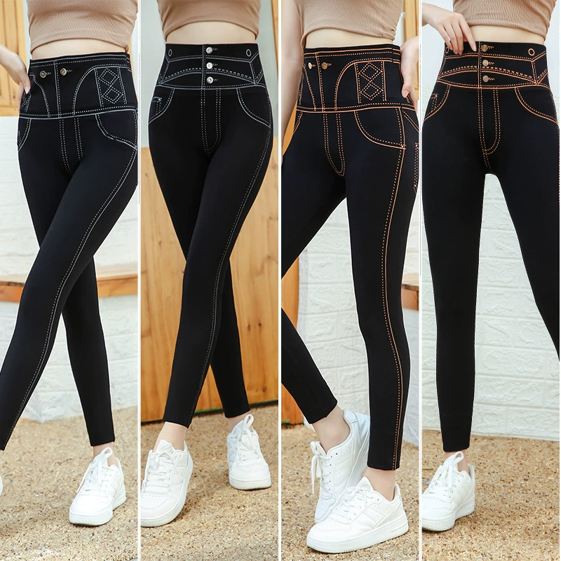 Модаль с пуговицами большого размера с принтом леггинсы с высокой талией