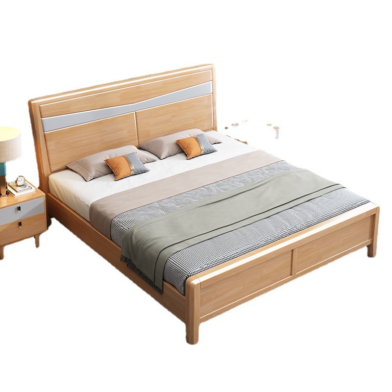 Cama de madera maciza 1,8 m dormitorio principal cama doble nórdico moderno minimalista 1,5 m cama individual apartamento pequeño cama de boda