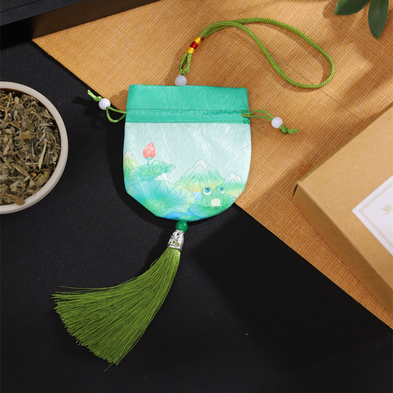 Zen estilo chino tradicional estilo antiguo brocado bolsa Dragon Boat Festival bolsita bolsa vacía bolso de la joyería bolsita bordado monedero bolsita