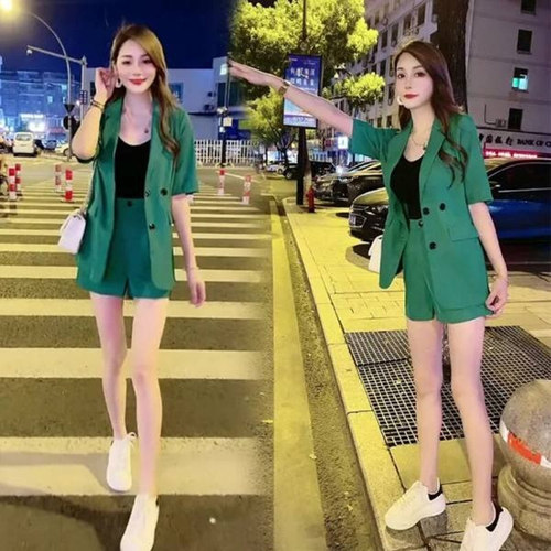 Casual suit suit pants 2026 new women's Korean casual fashion shorts two-piece summer thin style