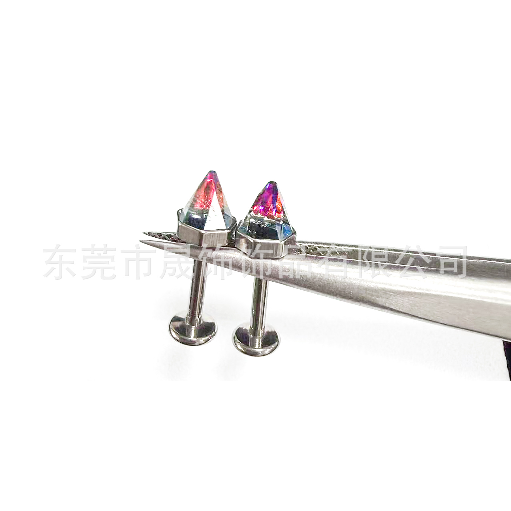 F136 Titanium 华子尖锥 Ear Stud 施华洛 Tragus 钉恶魔钉 G23 Implant Grade Titanium Labret Stud Piercing Jewelry