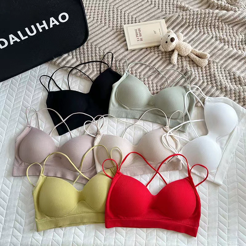 Red underwear, sexy push up bra, top with cups, beautiful back