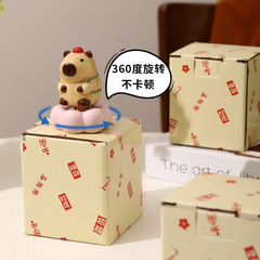 新款高颜值卡通陶瓷小摆件桌面装饰品不倒翁小转盘陶瓷玩具小玩意