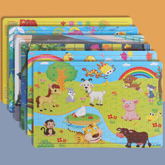 Wooden 3-7 Years 200 Pieces Wooden Puzzles Children Animal Puzzles Brain-Teasing Early Education Cartoon Flat Puzzles Toy