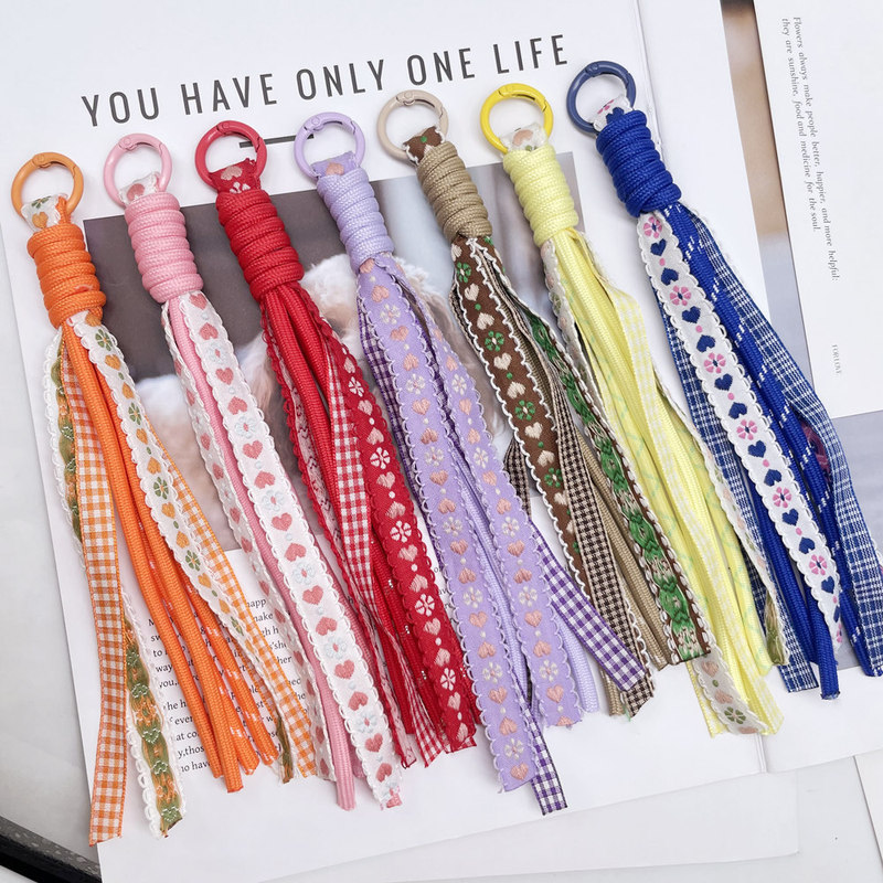 New Colorful Lace Hand-Woven Lanyard Bag Phone Chain Keychain Pendant Trendy Accessory New Colorful Lace Hand-Woven Lanyard Bag Phone Chain Keychain Pendant Trendy Accessory
