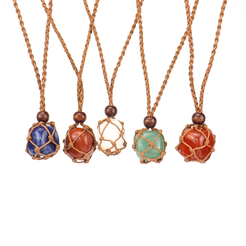 Ethnic Style Solid Color natural stone Pendant Necklace 1 Piece