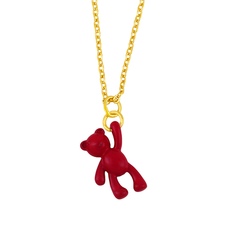 Wholesale Simple Solid Color Bear Pendant Copper Necklace Nihaojewelry display picture 10