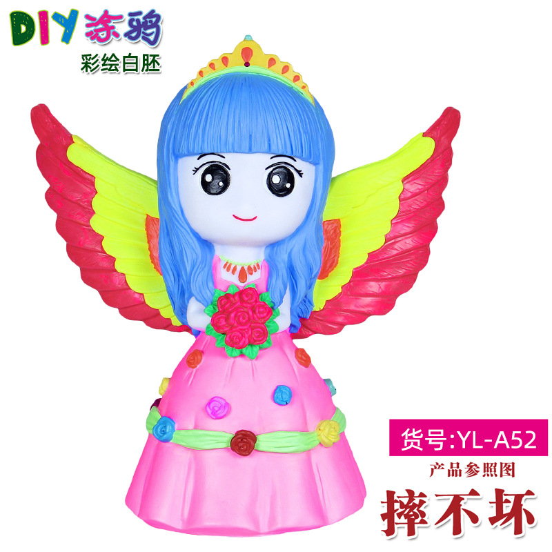 Gran vinilo yeso muñeca embrión blanco al por mayor puntada alcancía gran puntada artesanal DIY colorear blanco