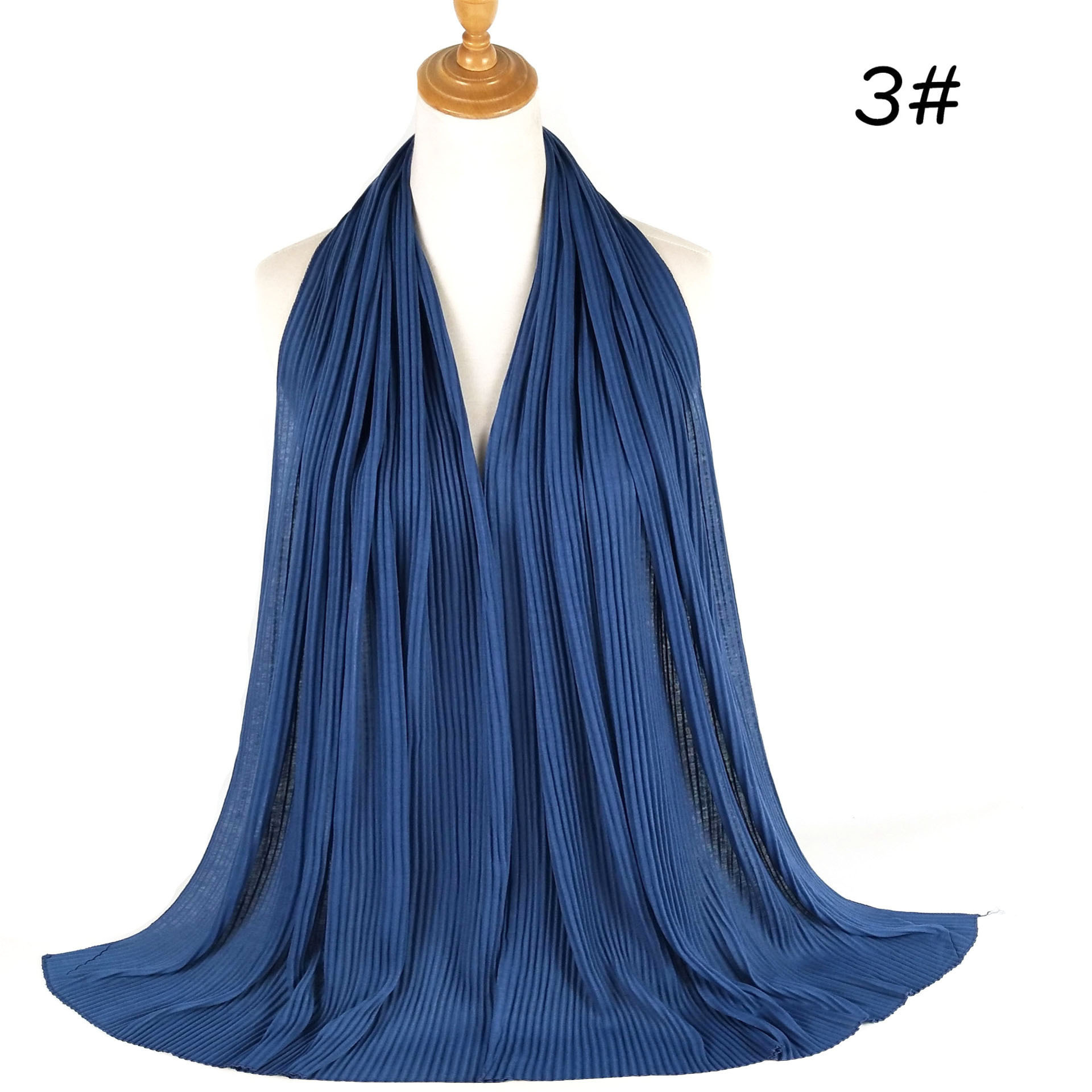 New sweat fabric pleated ladies scarf solid color long scarf pleated gauze shawl long silk cotton mantle