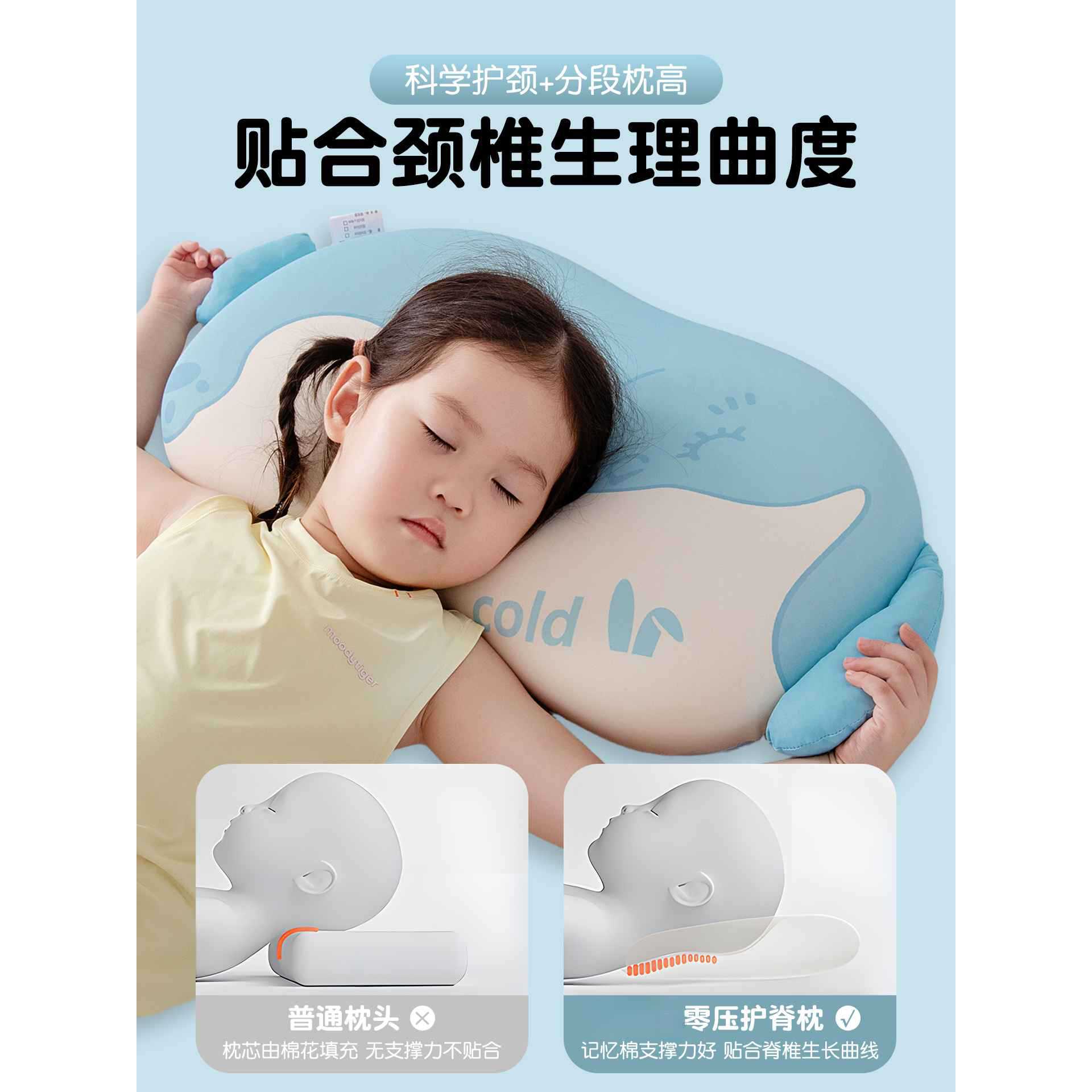 almohada de algodón de memoria infantil para proteger la columna vertebral cervical más de 6 años de edad cuatro estaciones para dormir bebés dormidos profundos mini cabeza pequeña 1