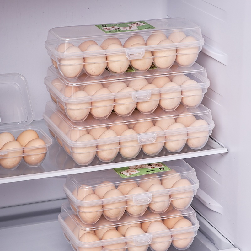 Caja de almacenamiento de huevos transparentes caja de almacenamiento de huevos casera anti-caída caja de preservación de huevos de plástico de grado alimenticio de cocina puede superponerse sellado