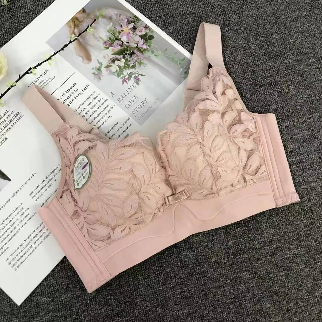 Nuevo sujetador de alta calidad de moda de encaje jacquard transpirable y cómodo ajuste lateral de pecho de botón múltiple ropa interior mujer