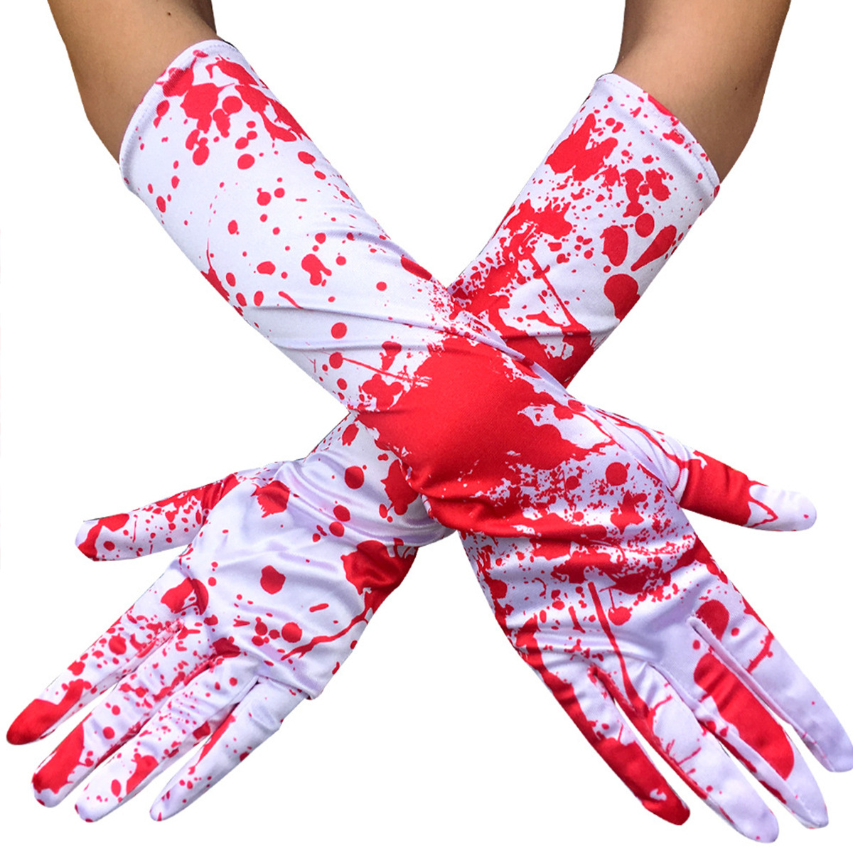 Cross-border loose ice sleeves for women, sunscreen hand sleeves, arm protector, Halloween party props, decoration, blood sleeve covers, thin gloves