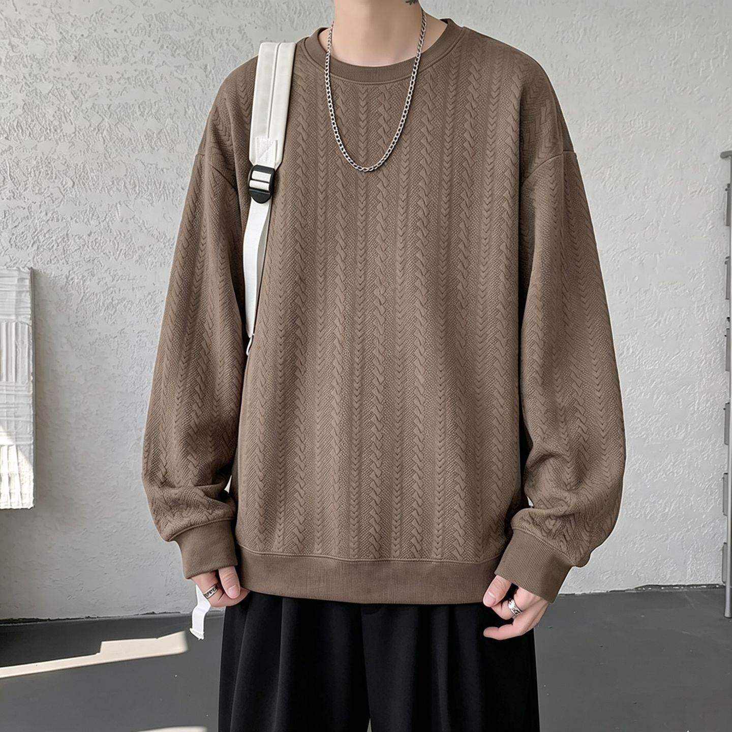 2026 New Style Solid Color Men's American High Street Heavyweight Jacket, Plus Size, Oversized Crew Neck, Sleeveless, Perfect for Wear with Base Layer