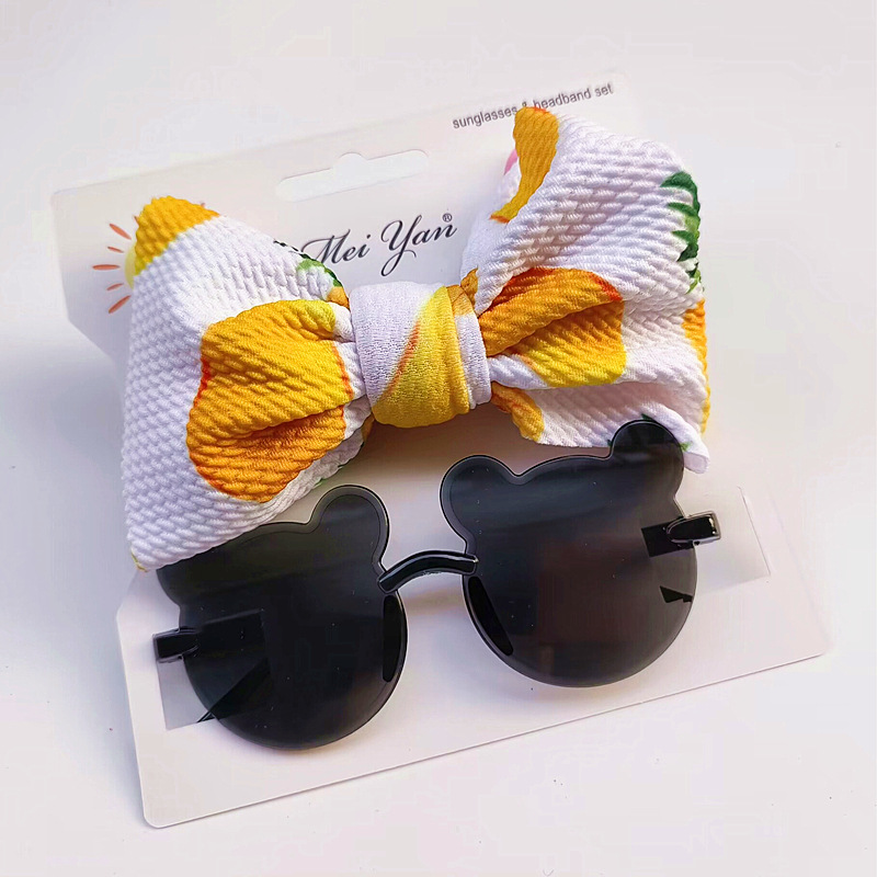 PC, UV400 Protection Lens Material Cute Bear Bow Knot PC UV400 Protection Special-Shaped Mirror Frameless Kids Sunglasses