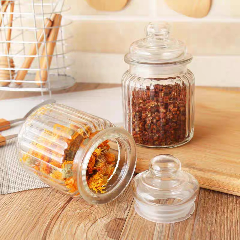 Cross-Border Shopee Popular Glass Jar Storage Jar with Lid Tea Jar Thickeneded Pickle Jar Food Grain Storage