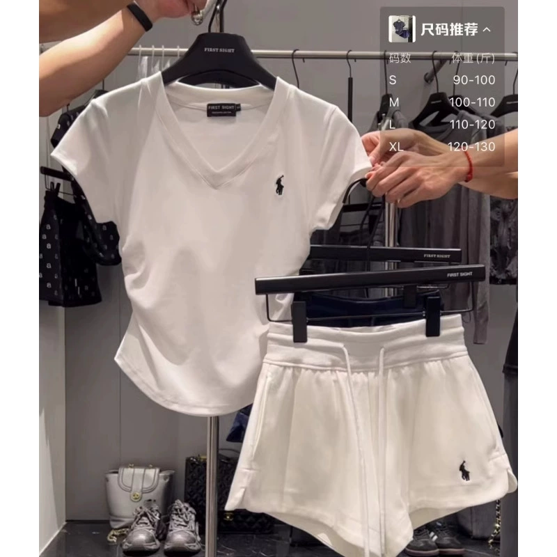 Корейский сексуальный высококачественный топ с v-образным вырезом и короткими рукавами, утягивающий талию, футболка + шорты, комплект из двух предметов