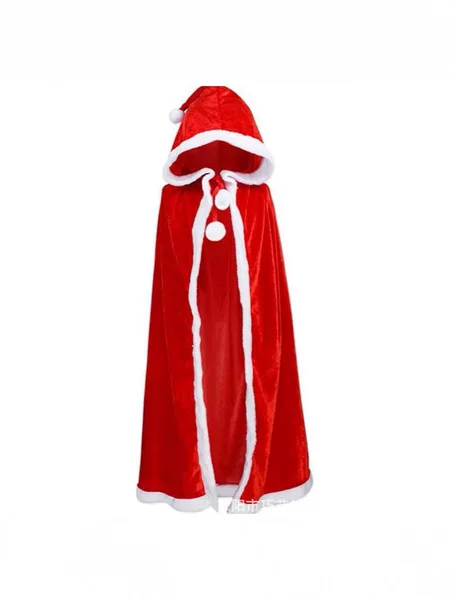 Children's Santa Claus Costume Red Gold Velvet Adult Christmas Cloak Party Performance Hooded Shawl Costume