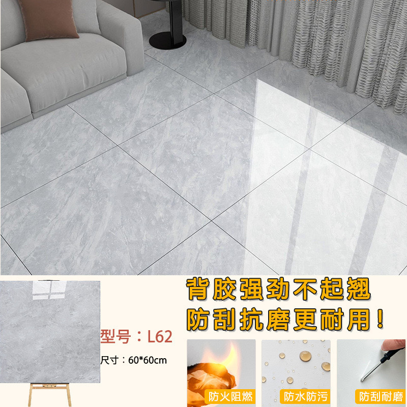 suelo autoadhesivo reflectante resistente al desgaste hogar superficie brillante suelo de cemento colocado directamente antideslizante PVC piedra-plástico baldosas