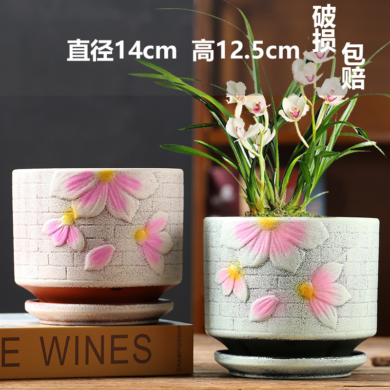 عالية الجودة رسمت باليد اثنين جميلة الوردي مع علبة / خزف