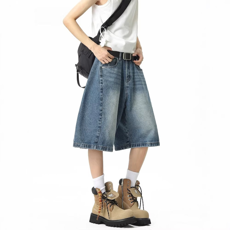 American Retro Washed Loose Jeans for Women Spring 2026 New Style Five-Point Jeans for Men and Women Couples