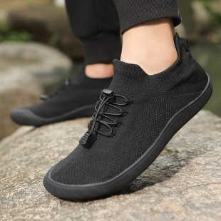 Cross-Border New Style Fly-Knit Wide-Last Shoes Hiking Sports Casual Sneakers Non-Slip Rubber Fashion Comfortable Unisex Wide-Toe Shoes