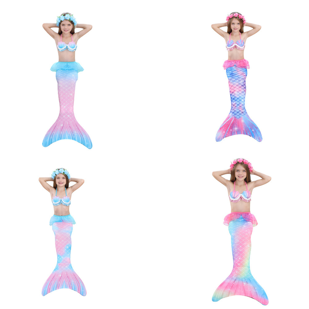 Ghnatygren European and American Mermaid Swimsuit Kidsren's Girls Bikini Kidsren's Clothing Girls Swimsuit Three-Piece Swimsuit