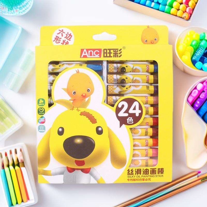 Venta al por mayor niños en caja de pintura al óleo palo estudiante graffiti arte pintura color pluma traje creativo de dibujos animados multicolor crayones