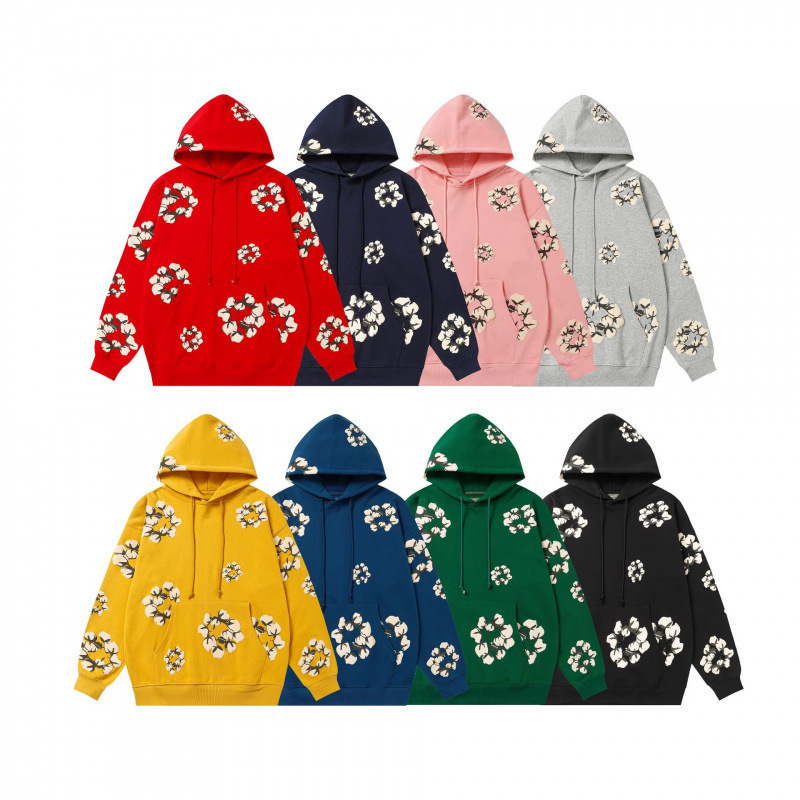 Cross-border high quality DENIM TEARS foam kapok sweater men's heavy cotton terry pullover hoodie