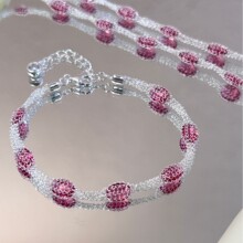 【钱袋子】意大利丝网兜彩色宝石手链女纯银S925镀金轻奢高级感