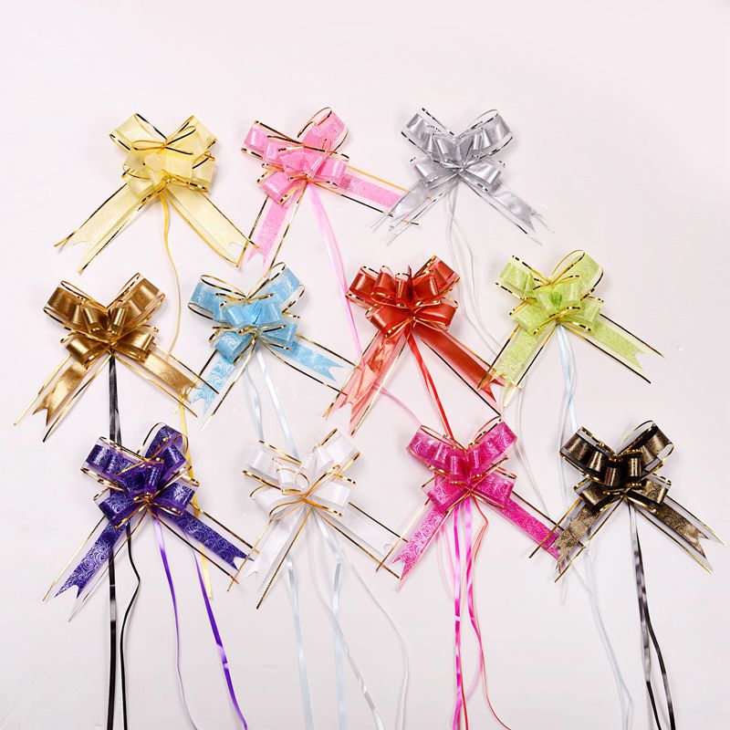 Transfronterizo 50 boda decoración del coche Rosa nieve hilo arco mano-Tirado flor cesta de frutas cinta de embalaje de regalo de Navidad