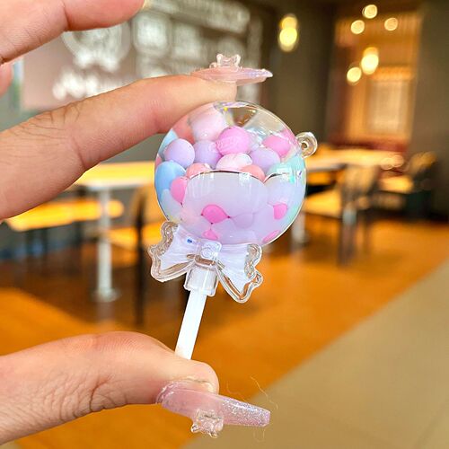 Creative acrylic oil-infused quicksand bottle luminous white beads Mickey head lollipop acrylic accessories pendant wholesale