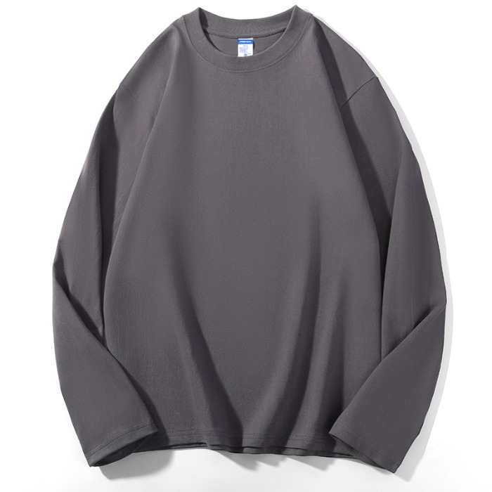 三本針！長く洗っても形が変わらない！300gの厚手純綿ホワイト長袖Tシャツ レディース ゆったり着痩せ効果あり メンズにも使えるインナー